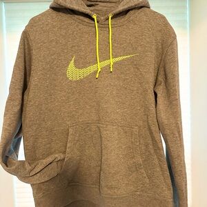 Nike Men's Brown Hoodie with Yellow Logo